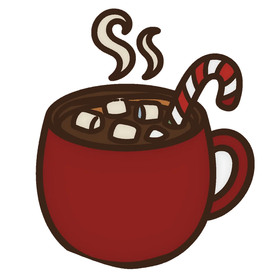 a mug of hot chocolate with marshmallows, colored