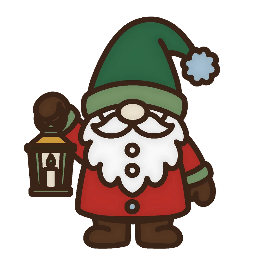 a gnome carrying a lantern, colored