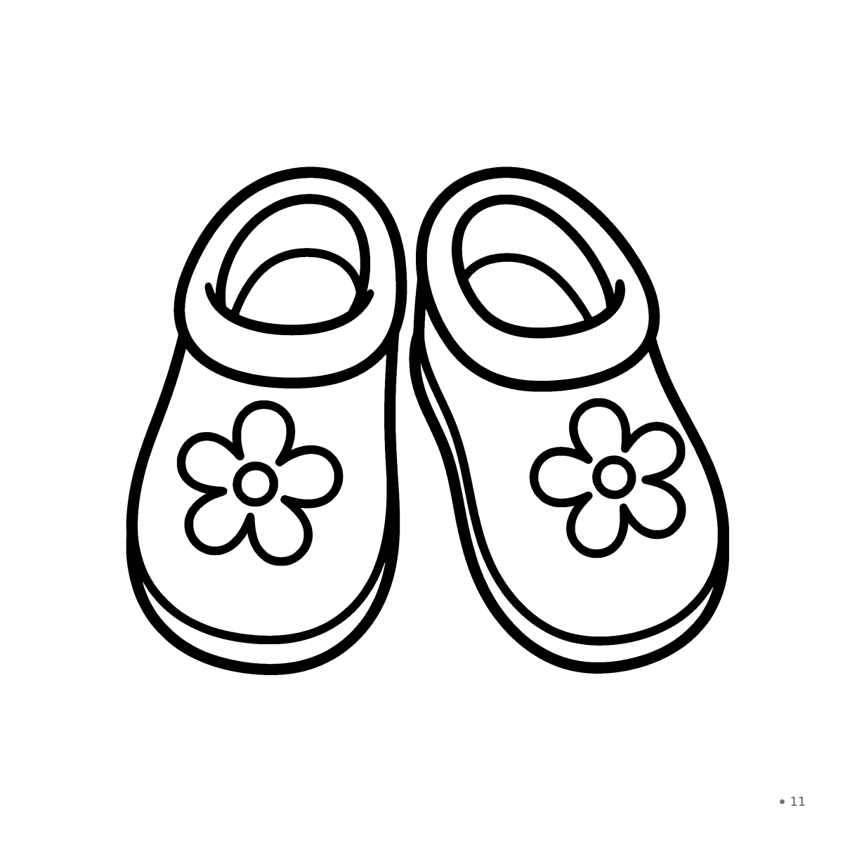 Coloring page: a pair of felted slippers