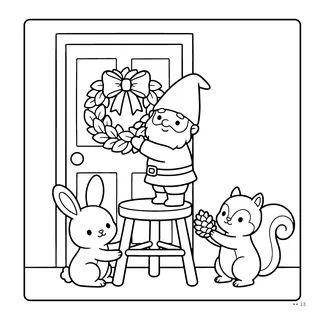 the gnome hanging a wreath