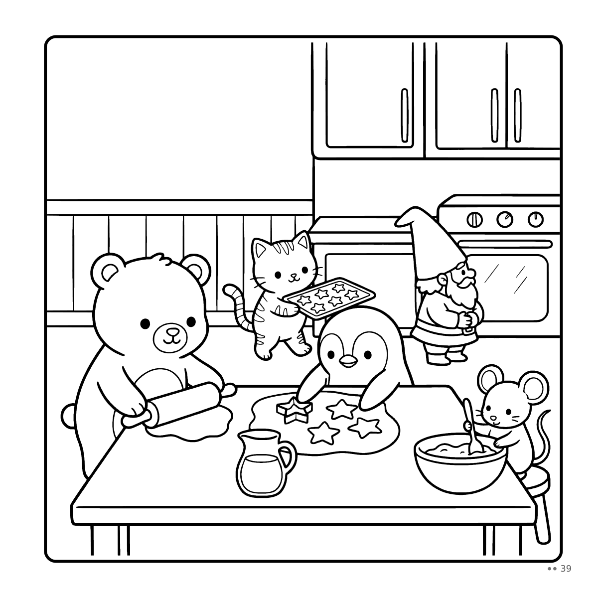 Coloring page: baking cut-out cookies