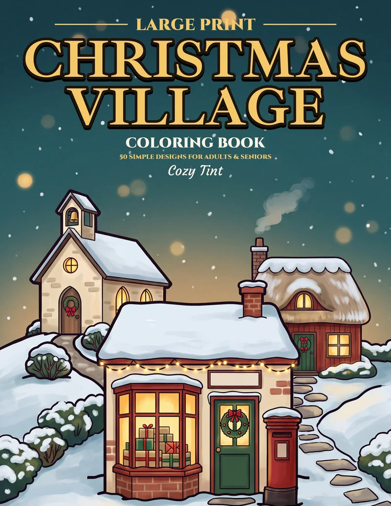 Cover of Large Print Christmas Village Coloring Book