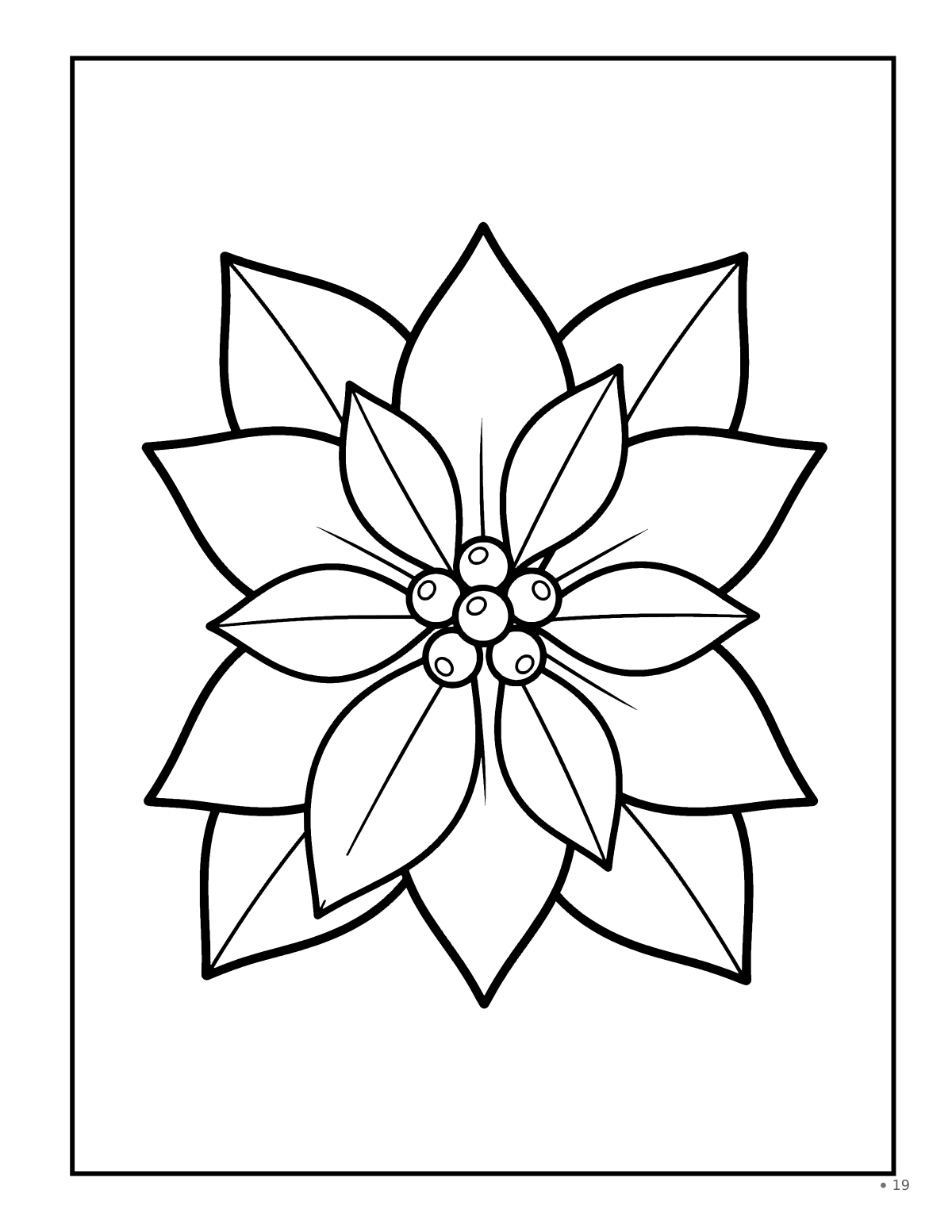 Coloring page: a single poinsettia bloom
